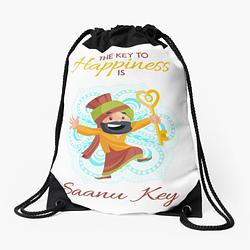 Key to Happiness Drawstring Bag